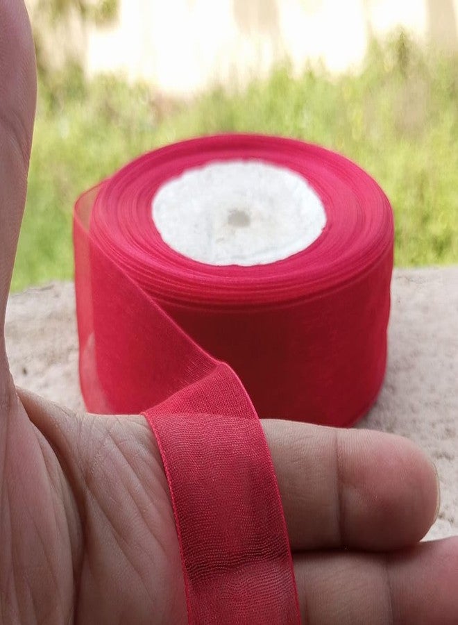 IMPRINT 1 Inch Cherry Red Organza Ribbon, 35 Metres - Image 2